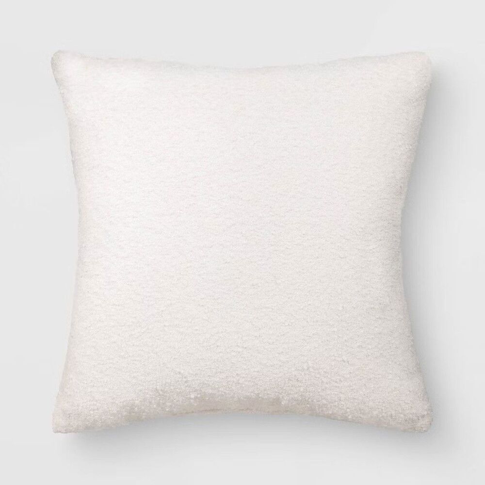 Threshold 20x20 Boucle Outdoor Throw Pillow Ivory Decorative Accent